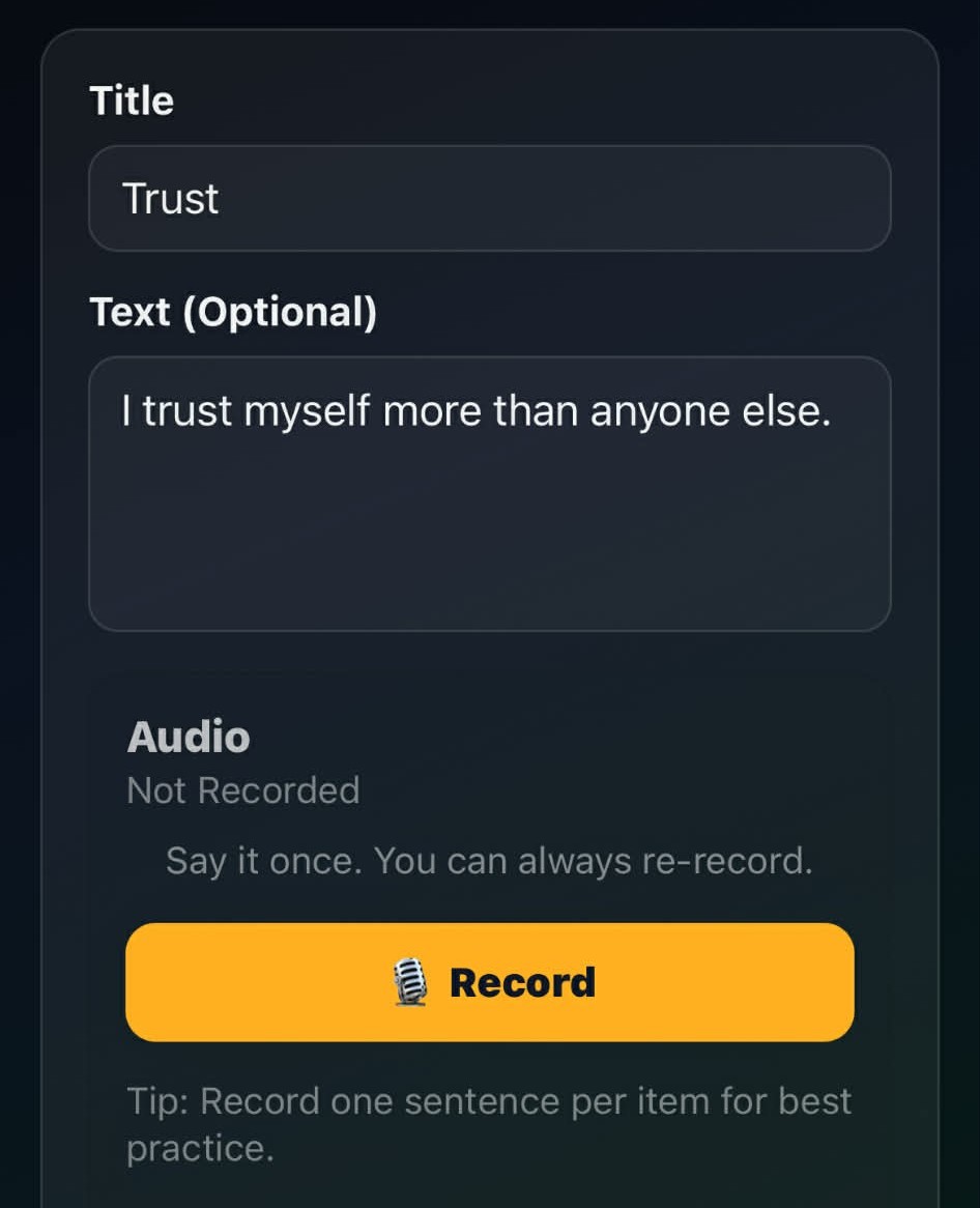 BeGold - Create your affirmation